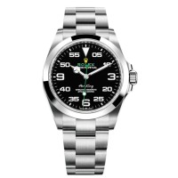 Copiar relógio masculino Rolex Air King com mostrador preto em aço M126900-0001