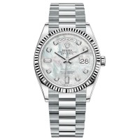 Réplica Rolex Day-Date Platinum Madrepérola Diamond Dial Relógio Feminino M128236-0002