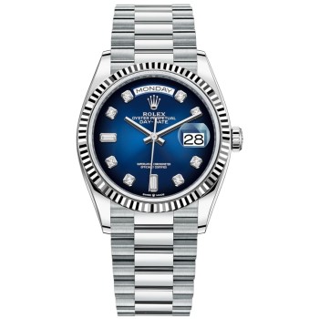 Relógio feminino Rolex Day-Date Platinum Blue Ombre Diamond Dial M128236-0005