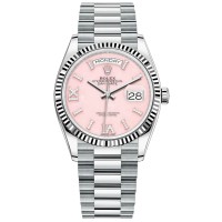 Relógio feminino Rolex Day-Date platina rosa opala romano com mostrador de diamante M128236-0006