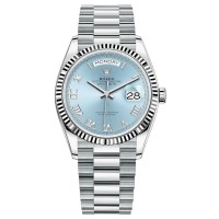 Réplica Rolex Day-Date Platinum Ice-Blue Dial Relógio Feminino M128236-0008