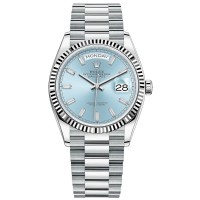 Cópia Rolex Day-Date Platinum Ice-Blue Diamond Dial Relógio feminino M128236-0009