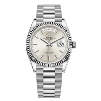 Réplica Rolex Day-Date Ouro Branco Prata Dial Relógio Feminino M128239-0005