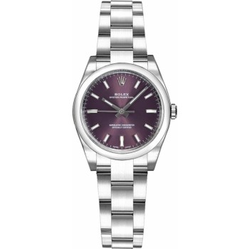 Relógio feminino Rolex Oyster Perpetual sem data com mostrador de uva M176200-0016