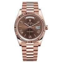 Cópia Rolex Day-Date 40 18K Everose Gold Chocolate Dial Relógio Masculino M228235-0002