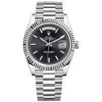 Copiar relógio masculino Rolex Day-Date 40 Platinum Black Dial M228236-0003