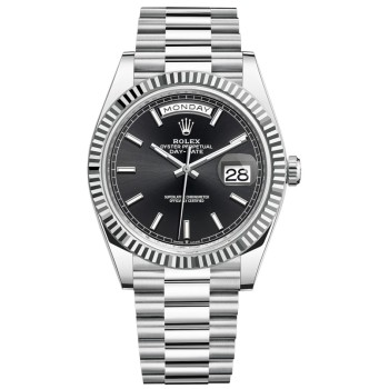 Copiar relógio masculino Rolex Day-Date 40 Platinum Black Dial M228236-0003