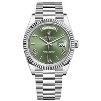 Réplica Rolex Day-Date 40 Platina Olive Green Dial Relógio Masculino M228236-0008