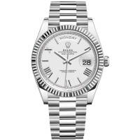 Réplica Rolex Day-Date 40 Relógio Masculino com Mostrador Branco Platina M228236-0010