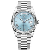 Relógio masculino Rolex Day-Date 40 platina com mostrador azul gelo falso M228236-0012