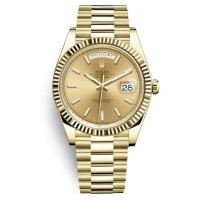 Cópia Rolex Day-Date 40 relógio masculino em ouro amarelo 18K com mostrador champanhe M228238-0003