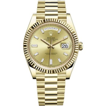 Relógio masculino Rolex Day-Date 40 em ouro amarelo 18K com mostrador champanhe M228238-0005