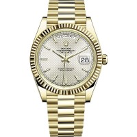 Cópia Rolex Day-Date 40 18K ouro amarelo prata relógio masculino com mostrador diagonal M228238-0008