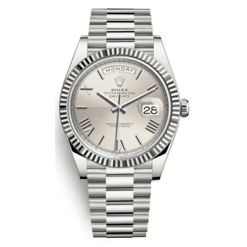 Copiar relógio masculino Rolex Day-Date 40 com mostrador prateado M228239-0006 | 