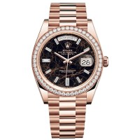 Relógio masculino Rolex Day-Date 40 18k Everose Gold Eisenkiesel com mostrador de diamante e moldura de diamante M228345RBR-0016