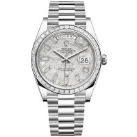 Cópia Rolex Day-Date 40 Platinum Meteorite Diamond Dial Relógio masculino com moldura de diamante M228396TBR-0027