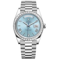 Réplica Rolex Day-Date 40 Platinum Slate Dial Diamond Bezel Relógio Masculino M228396TBR-0030