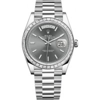 Cópia Rolex Day-Date 40 Platinum Slate Dial Diamond Bezel Relógio masculino M228396TBR-0031