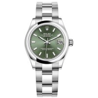 Cópia Rolex Datejust 31 em aço inoxidável com mostrador verde menta relógio feminino M278240-0011