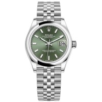 Relógio feminino Rolex Datejust 31 falso em aço inoxidável com mostrador verde menta M278240-0012