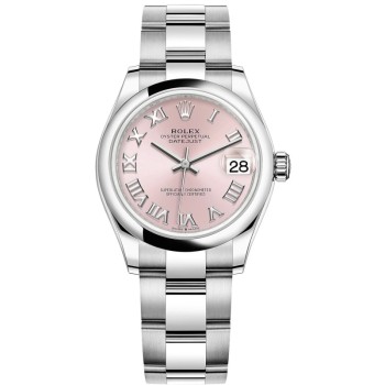 Réplica Rolex Datejust 31 em aço inoxidável com mostrador romano rosa relógio feminino M278240-0013