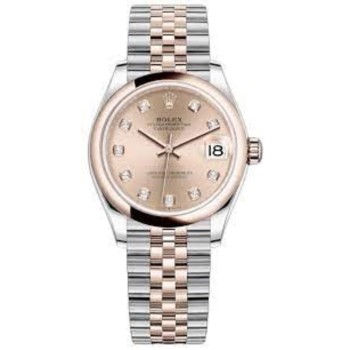 Cópia Rolex Datejust 31 em aço e ouro Everose 18kt com mostrador em diamante rosa relógio feminino M278241-0024