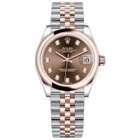 Cópia Rolex Datejust 31 aço e ouro Everose 18kt chocolate diamante mostrador relógio feminino M278241-0028