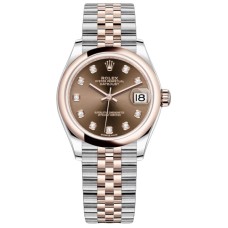 Cópia Rolex Datejust 31 aço e ouro Everose 18kt chocolate diamante mostrador relógio feminino M278241-0028