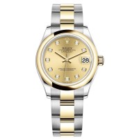 Cópia Rolex Datejust 31 em aço inoxidável e ouro amarelo champanhe com mostrador de diamante relógio feminino M278243-0025