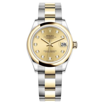 Cópia Rolex Datejust 31 em aço inoxidável e ouro amarelo champanhe com mostrador de diamante relógio feminino M278243-0025