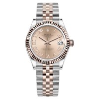 Réplica Rolex Datejust 31 em aço inoxidável e ouro rosa com mostrador romano relógio feminino M278271-0006