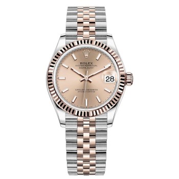 Relógio feminino Rolex Datejust 31 falso em aço inoxidável e ouro rosa com mostrador rosa M278271-0010