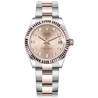 Cópia Rolex Datejust 31 em aço inoxidável e ouro rosa com mostrador de diamante rosa relógio feminino M278271-0023