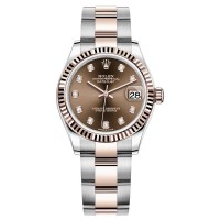 Réplica Rolex Datejust 31 em aço inoxidável e ouro rosa chocolate diamante mostrador relógio feminino M278271-0027