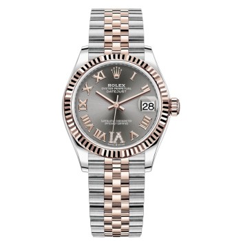 Réplica Rolex Datejust 31 em aço inoxidável e ouro rosa pavimentado com mostrador romano relógio feminino M278271-0030