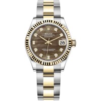 Cópia Rolex Datejust 31 em aço inoxidável e ouro amarelo preto madrepérola com mostrador de diamante relógio feminino m278273-0023