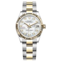 Réplica Rolex Datejust 31 em aço inoxidável e ouro amarelo madrepérola com mostrador de diamante relógio feminino M278273-0027