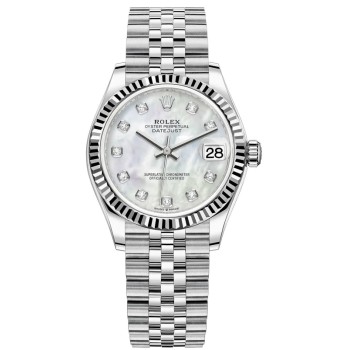 Réplica Rolex Datejust 31 em aço inoxidável e ouro branco madrepérola com mostrador de diamante relógio feminino M278274-0006