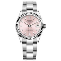 Cópia Rolex Datejust 31 em aço inoxidável e ouro branco com mostrador rosa relógio feminino M278274-0013