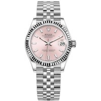 Relógio feminino Rolex Datejust 31 falso em aço inoxidável e ouro branco com mostrador rosa M278274-0014