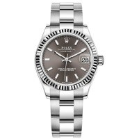 Relógio feminino Rolex Datejust 31 falso em aço inoxidável e ouro branco com mostrador cinza escuro M278274-0015