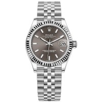 Réplica Rolex Datejust 31 em aço inoxidável e ouro branco com mostrador cinza escuro relógio feminino M278274-0016