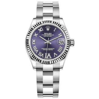 Réplica Rolex Datejust 31 em aço inoxidável e ouro branco Beringela Roman Diamond Dial Relógio feminino M278274-0025