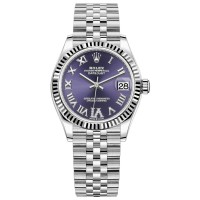 Cópia Rolex Datejust 31 em aço inoxidável e ouro branco Beringela Roman Diamond Dial Relógio feminino M278274-0026