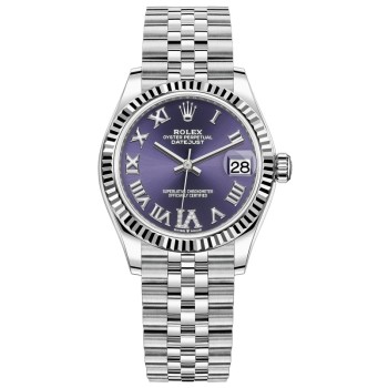 Cópia Rolex Datejust 31 em aço inoxidável e ouro branco Beringela Roman Diamond Dial Relógio feminino M278274-0026