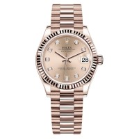 Réplica Rolex Datejust 31 Everose Gold Rose Diamond Dial Relógio Feminino M278275-0031