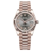 Réplica Rolex Datejust 31 Everose Gold Slate Diamond Pave Roman Dial Relógio feminino M278275-0033