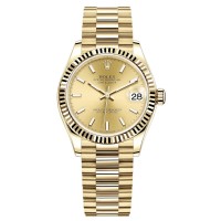 Réplica Rolex Datejust 31 ouro amarelo com mostrador champanhe relógio feminino M278278-0040