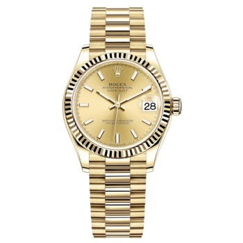 Réplica Rolex Datejust 31 ouro amarelo com mostrador champanhe relógio feminino M278278-0040