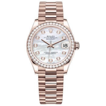 Réplica Rolex Datejust 31 Everose Gold Madrepérola Diamond Dial Diamond Bezel Relógio feminino M278285RBR-0005